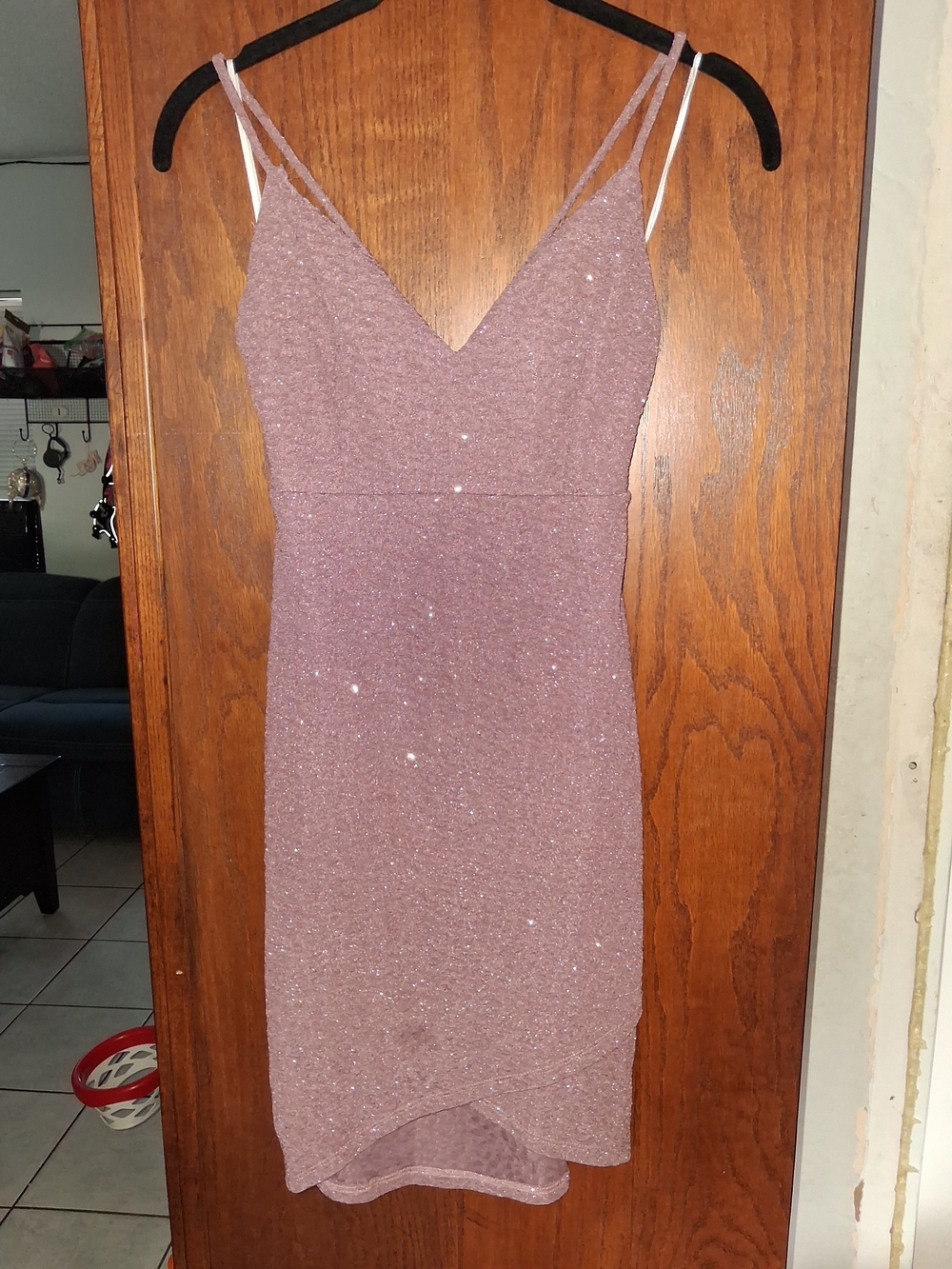 Windsor Dusty Rose Sparkle Slip Mini Dress
